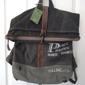 Peace Patience Kindness Goodness Canvas & Leather Large Backpack by Clea Ray